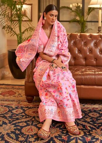 ساري KNETLI باللون الوردي مع Zari النقي وCatlike Dhaga بطول 5.5 متر مع بلوزة غير مخيطة in Kuwait