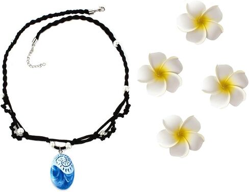 Roctocesy Baby Girls Swimsuit with Necklace Moana Swimsuits for Toddler Girls Outfit Clothes for Party Beach Holidays (Only Flower & Necklace) Red in Kuwait