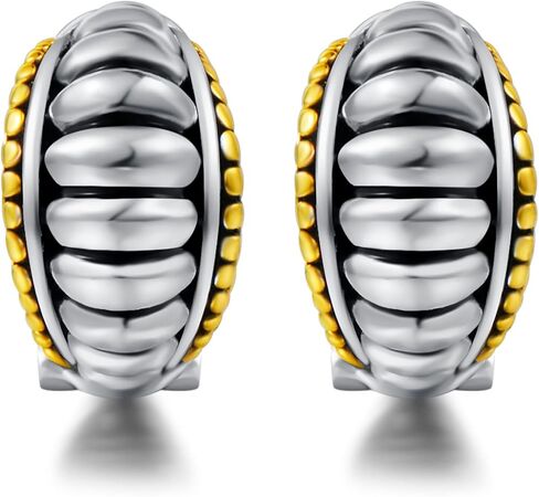 UNY Jewel Jewelry Make a Statement With Our Two Tone C Shape French Clip Earrings Featuring Detailing Perfect For Any Occasion in Saudi Arabia