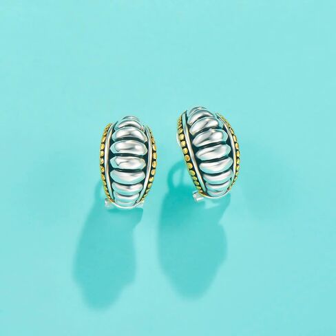 UNY Jewel Jewelry Make a Statement With Our Two Tone C Shape French Clip Earrings Featuring Detailing Perfect For Any Occasion in Saudi Arabia