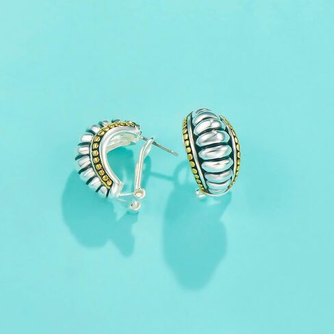 UNY Jewel Jewelry Make a Statement With Our Two Tone C Shape French Clip Earrings Featuring Detailing Perfect For Any Occasion in Saudi Arabia