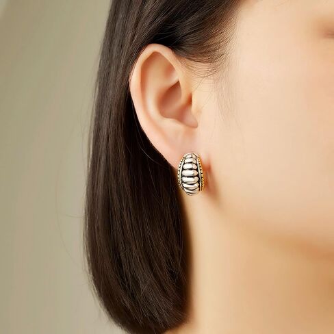 UNY Jewel Jewelry Make a Statement With Our Two Tone C Shape French Clip Earrings Featuring Detailing Perfect For Any Occasion in Saudi Arabia