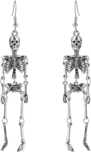 yolev الجمجمة أقراط للرجال النساء صوتها الهيكل العظمي طويل الأذن انخفاض الأقراط مسمار هالوين زي الاكسسوارات الأقراط مخيف هالوين حزب الأقراط هالوين للنساء الفتيات in Kuwait