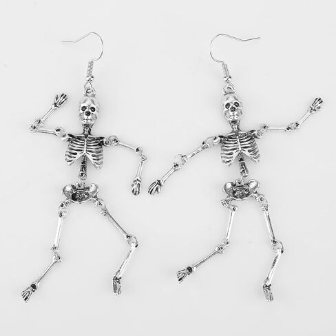 yolev الجمجمة أقراط للرجال النساء صوتها الهيكل العظمي طويل الأذن انخفاض الأقراط مسمار هالوين زي الاكسسوارات الأقراط مخيف هالوين حزب الأقراط هالوين للنساء الفتيات in Kuwait