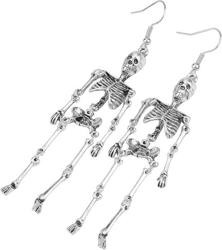 yolev الجمجمة أقراط للرجال النساء صوتها الهيكل العظمي طويل الأذن انخفاض الأقراط مسمار هالوين زي الاكسسوارات الأقراط مخيف هالوين حزب الأقراط هالوين للنساء الفتيات in Kuwait