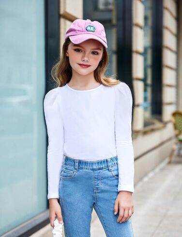 Arshiner Girls Shirts Puff Long Sleeve Shirts Casual Crewneck Tops Tunic Blouse in Saudi Arabia