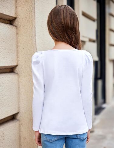 Arshiner Girls Shirts Puff Long Sleeve Shirts Casual Crewneck Tops Tunic Blouse in Saudi Arabia