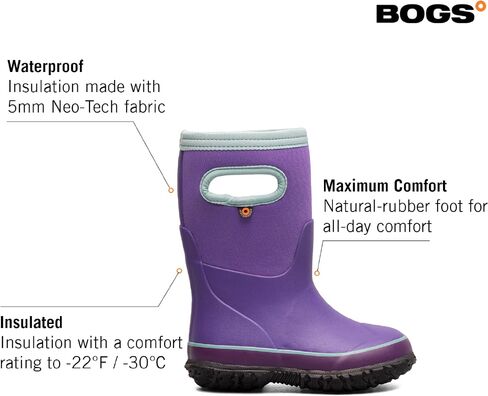 BOGS Grasp Kids Waterproof Rain Boots, Insulated Winter Snow Boots | Winter Boots, for Rain, Snow & Mud with Easy Pull-On Handles for Toddlers, Boys & Girls, All-Weather Protection in Saudi Arabia