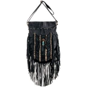 Boho Bag Round L | Real Leather | Fringe Purse | Bohemian Bags