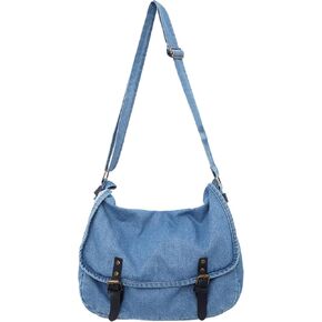 Denim Shoulder Bag for Women Large Hobo Tote Handbag Lightweight Shopping Bag Purse Slouchy Travel Bag Retro Casual Bag in Kuwait