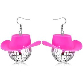 60's or 70's Silver Disco Ball Earrings Mirrorball Earrings for Women Cowgirl Bachelorette Costume Accessories Jewerly Gift in Saudi Arabia