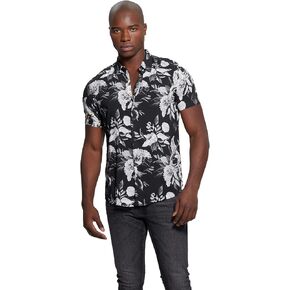GUESS Men's Short Sleeve Eco Rayon Muted Floral Shirt in Saudi Arabia