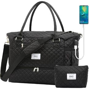 حقيبة سفر من Leathario للنساء والرجال، حقيبة رياضية من القماش الخشن، حقيبة كبيرة لصالة الألعاب الرياضية مع حجرة للأحذية وجيب مبلل، مجموعة من قطعتين in Kuwait