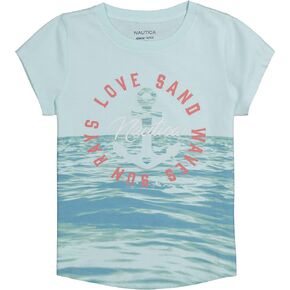 Nautica Girls' Short Sleeve Legacy T-Shirt with Fun Graphic Design, Cotton Tee with Tagless Interior