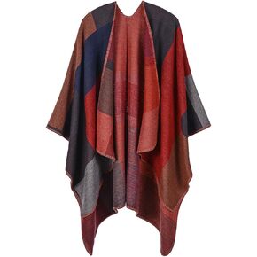 المرأة للشالات والأغطية وشاح شال على الوجهين متماسكة كبيرة كيب سترة صوفية مفتوحة المعطف in Kuwait