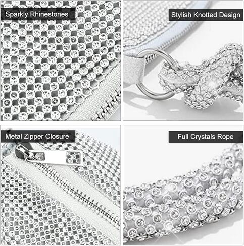 محافظ من حجر الراين للنساء مصنوعة يدويًا وحقيبة هوبو لامعة للحفلات المسائية وحفلات الزفاف الرسمية وحفلات الكوكتيل والحفلات الراقصة in Kuwait