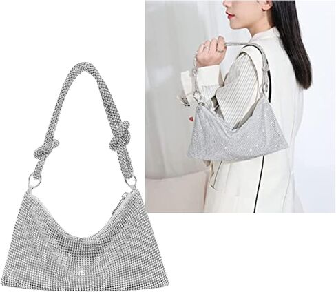 محافظ من حجر الراين للنساء مصنوعة يدويًا وحقيبة هوبو لامعة للحفلات المسائية وحفلات الزفاف الرسمية وحفلات الكوكتيل والحفلات الراقصة in Kuwait