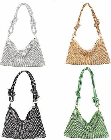 محافظ من حجر الراين للنساء مصنوعة يدويًا وحقيبة هوبو لامعة للحفلات المسائية وحفلات الزفاف الرسمية وحفلات الكوكتيل والحفلات الراقصة in Kuwait