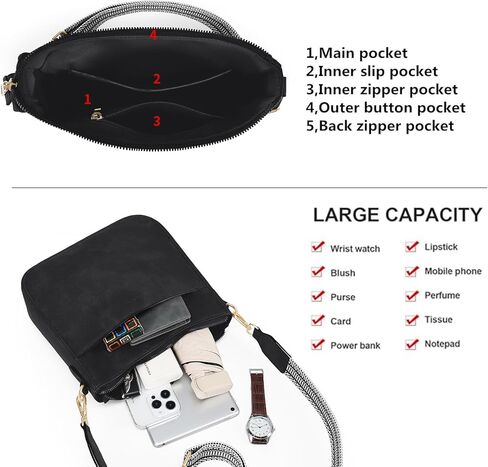 Cnoles Crossbody Bag Women Shoulder Handbags Fashion Vegan Leather Hobo Handbag Purses For Women with Guitar Strap in Saudi Arabia