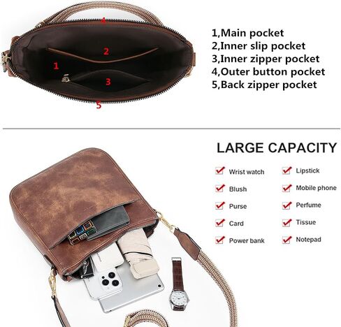 Cnoles Crossbody Bag Women Shoulder Handbags Fashion Vegan Leather Hobo Handbag Purses For Women with Guitar Strap in Saudi Arabia