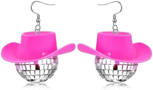 60's or 70's Silver Disco Ball Earrings Mirrorball Earrings for Women Cowgirl Bachelorette Costume Accessories Jewerly Gift in Saudi Arabia
