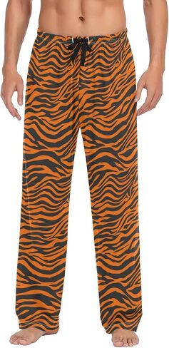 ALAZA Men's Tiger Orange Stripe Repeated Black Jungle Safari Sleep Pajama Pant in Saudi Arabia