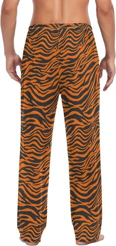 ALAZA Men's Tiger Orange Stripe Repeated Black Jungle Safari Sleep Pajama Pant in Saudi Arabia
