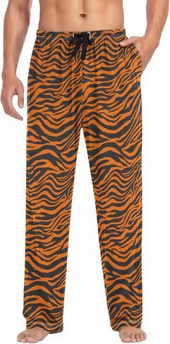 ALAZA Men's Tiger Orange Stripe Repeated Black Jungle Safari Sleep Pajama Pant in Saudi Arabia