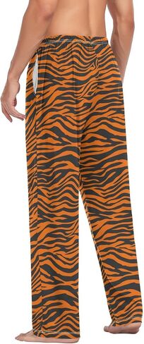 ALAZA Men's Tiger Orange Stripe Repeated Black Jungle Safari Sleep Pajama Pant in Saudi Arabia