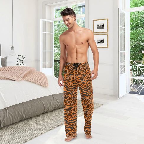 ALAZA Men's Tiger Orange Stripe Repeated Black Jungle Safari Sleep Pajama Pant in Saudi Arabia