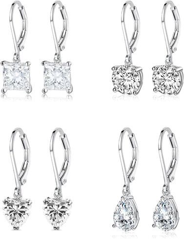 925 Sterling Silver Drop Earrings for Women Princess Teardrop 5A Cubic Zirconia Earrings Hypoallergenic Dangle Earrings for Wedding in Kuwait
