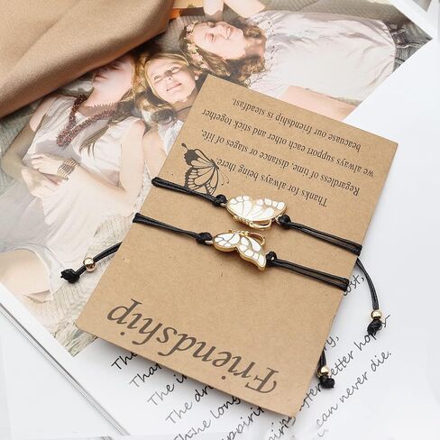 YOOESTORES82 Best Friends Friendship Bracelets Anklet,Long Distance BFF Bracelets,2 Best Friend Butterfly Bracelets for Women Girls,Promise Matching Anklet Birthday Gifts in Saudi Arabia