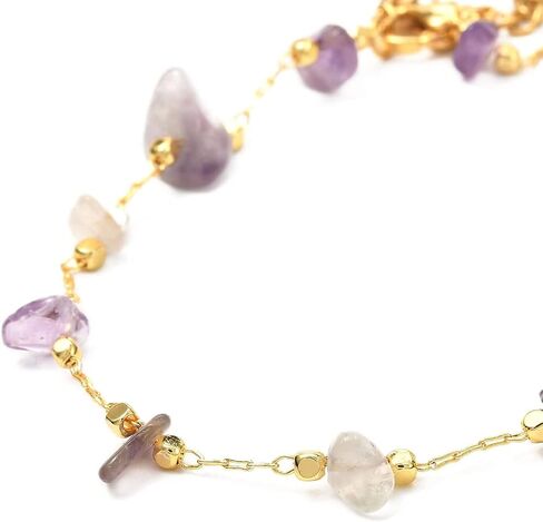 PH PandaHall 10pcs Golden Brass Chain Anklet with Colorful Natural Gemstone Chip, Adjustable Bracelet Anklet Bracelet Charm Stone Bracelet Beaded Bangle for Women and Men Christmas Gift in Saudi Arabia
