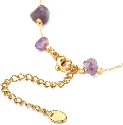 PH PandaHall 10pcs Golden Brass Chain Anklet with Colorful Natural Gemstone Chip, Adjustable Bracelet Anklet Bracelet Charm Stone Bracelet Beaded Bangle for Women and Men Christmas Gift in Saudi Arabia