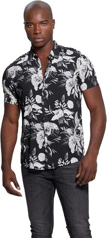 GUESS Men's Short Sleeve Eco Rayon Muted Floral Shirt in Saudi Arabia