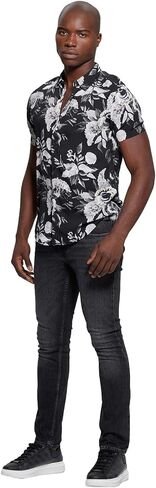 GUESS Men's Short Sleeve Eco Rayon Muted Floral Shirt in Saudi Arabia