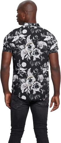 GUESS Men's Short Sleeve Eco Rayon Muted Floral Shirt in Saudi Arabia