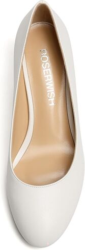 ROSERWISH Womens Slip On Wedding Party Round Toe Sexy Elegant Stiletto Mid Heel Pumps Dress Shoes 2.5 Inch in Kuwait