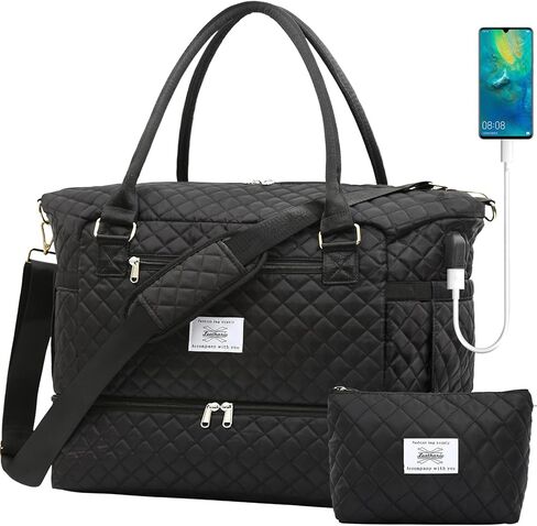 حقيبة سفر من Leathario للنساء والرجال، حقيبة رياضية من القماش الخشن، حقيبة كبيرة لصالة الألعاب الرياضية مع حجرة للأحذية وجيب مبلل، مجموعة من قطعتين in Kuwait