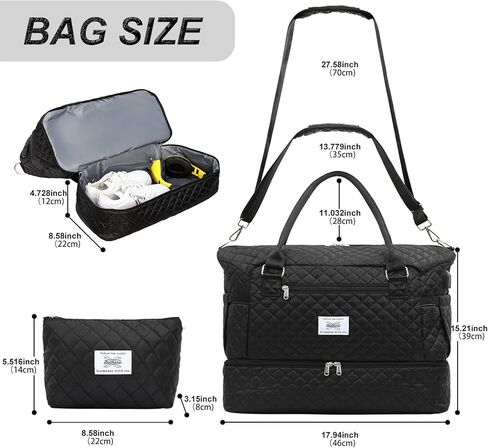 حقيبة سفر من Leathario للنساء والرجال، حقيبة رياضية من القماش الخشن، حقيبة كبيرة لصالة الألعاب الرياضية مع حجرة للأحذية وجيب مبلل، مجموعة من قطعتين in Kuwait