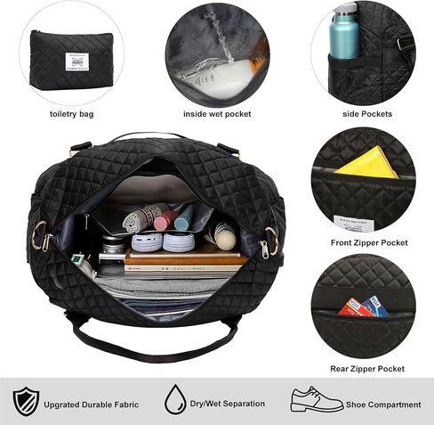 حقيبة سفر من Leathario للنساء والرجال، حقيبة رياضية من القماش الخشن، حقيبة كبيرة لصالة الألعاب الرياضية مع حجرة للأحذية وجيب مبلل، مجموعة من قطعتين in Kuwait