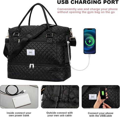 حقيبة سفر من Leathario للنساء والرجال، حقيبة رياضية من القماش الخشن، حقيبة كبيرة لصالة الألعاب الرياضية مع حجرة للأحذية وجيب مبلل، مجموعة من قطعتين in Kuwait