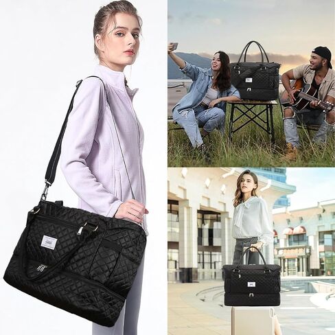 حقيبة سفر من Leathario للنساء والرجال، حقيبة رياضية من القماش الخشن، حقيبة كبيرة لصالة الألعاب الرياضية مع حجرة للأحذية وجيب مبلل، مجموعة من قطعتين in Kuwait