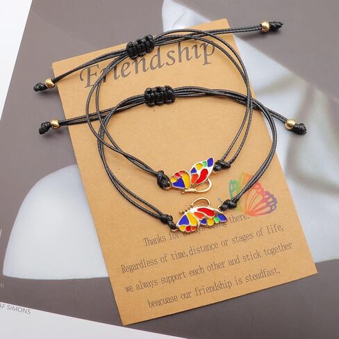 YOOESTORES82 Best Friends Friendship Bracelets Anklet,Long Distance BFF Bracelets,2 Best Friend Butterfly Bracelets for Women Girls,Promise Matching Anklet Birthday Gifts in Saudi Arabia