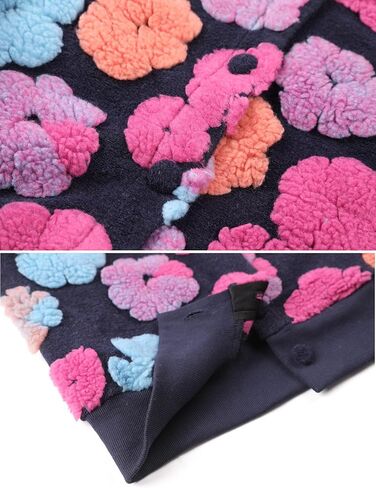 Aimiray Women's Cropped Floral Print Jacket Long Sleeve Fleece Warm Bomber Jacket Lightweight Button Down Coats in Kuwait