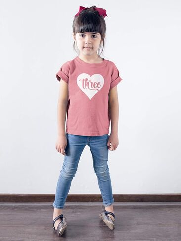 Olive Loves Apple Third Birthday Shirt for Girls Three in Heart 3rd Birthday Outfit for Toddler Girls in Saudi Arabia