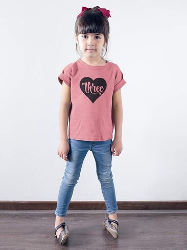 Olive Loves Apple Third Birthday Shirt for Girls Three in Heart 3rd Birthday Outfit for Toddler Girls in Saudi Arabia