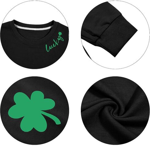 VILOVE Women St Patricks Day Sweatshirts Lucky Clover Sweater Irish Shamrock Pullover Long Sleeve Graphic Tops in Saudi Arabia