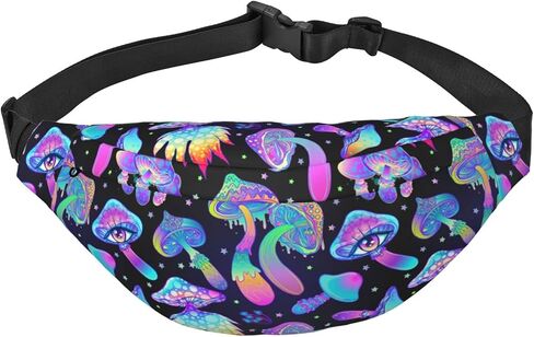 Mushroom Large Crossbody Fanny Pack Belt Bag With 3 Zipper Pockets, Gifts For Sports Festival Workout Traveling Running Casual Hands Free Waist Pack Wallets Phone Bag in Saudi Arabia