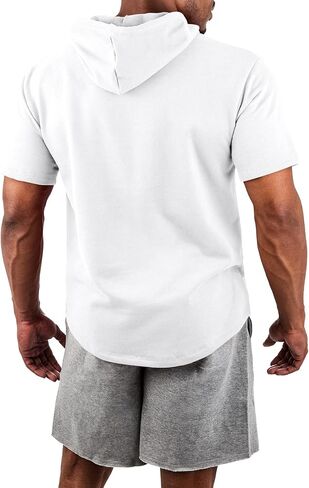 Ohoo Mens French Terry Hoodie Pullover Short Sleeve Lightweight Super Soft Hooded Sweatshirt in Saudi Arabia